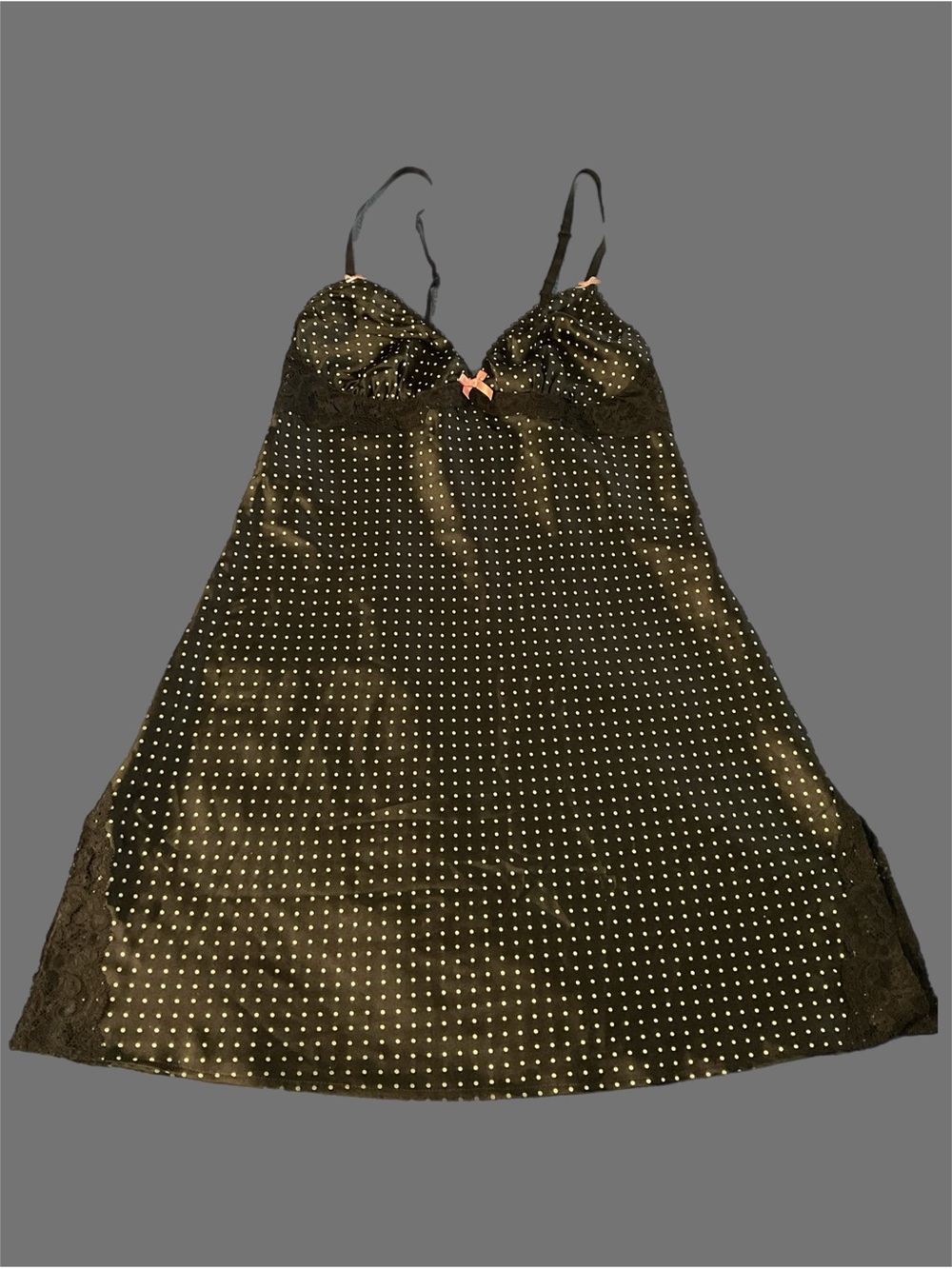 Victoria's Secret XS Black Satin Polka Dot Sexy Chemise Lace Slip Y2K - Picture 16 of 16